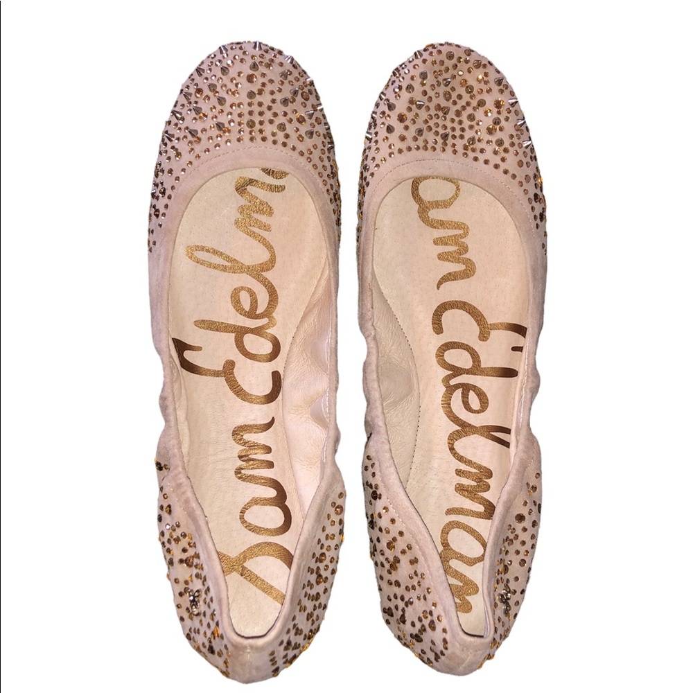 Sam Edelman nude suede Crsystal and Spikes Ballet Flats size 10. Never worn.